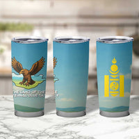 Mongolia Tumbler Cup with Eagle Map Eternal Blue Sky Steppe Spirit