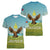 Mongolia Women V-Neck T-Shirt with Eagle Map Eternal Blue Sky Steppe Spirit