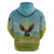 Mongolia Zip Hoodie with Eagle Map Eternal Blue Sky Steppe Spirit