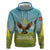 Mongolia Zip Hoodie with Eagle Map Eternal Blue Sky Steppe Spirit