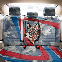 Mongolia Back Car Seat Cover with Tribal Wolf Clouds Red Blue Flag Spirit