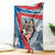 Mongolia Blanket with Tribal Wolf Clouds Red Blue Flag Spirit