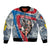 Mongolia Bomber Jacket with Tribal Wolf Clouds Red Blue Flag Spirit