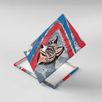 Mongolia Canvas Wall Art with Tribal Wolf Clouds Red Blue Flag Spirit