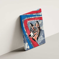 Mongolia Canvas Wall Art with Tribal Wolf Clouds Red Blue Flag Spirit