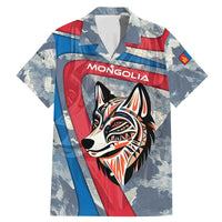 Mongolia Family Matching Mermaid Dress and Hawaiian Shirt with Tribal Wolf Clouds Red Blue Flag Spirit