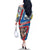 Mongolia Family Matching Off The Shoulder Long Sleeve Dress and Hawaiian Shirt with Tribal Wolf Clouds Red Blue Flag Spirit