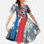 Mongolia Family Matching Off Shoulder Maxi Dress and Hawaiian Shirt with Tribal Wolf Clouds Red Blue Flag Spirit