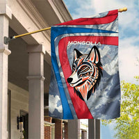 Mongolia Garden Flag with Tribal Wolf Clouds Red Blue Flag Spirit