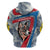 Mongolia Hoodie with Tribal Wolf Clouds Red Blue Flag Spirit