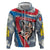 Mongolia Hoodie with Tribal Wolf Clouds Red Blue Flag Spirit