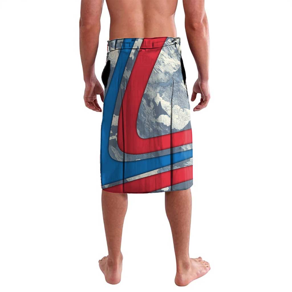 Mongolia Lavalava with Tribal Wolf Clouds Red Blue Flag Spirit