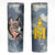 Mongolia Skinny Tumbler with Tribal Wolf Clouds Red Blue Flag Spirit