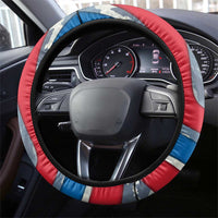 Mongolia Steering Wheel Cover with Tribal Wolf Clouds Red Blue Flag Spirit
