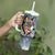 Mongolia Tumbler With Handle with Tribal Wolf Clouds Red Blue Flag Spirit