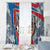Mongolia Window Curtain with Tribal Wolf Clouds Red Blue Flag Spirit