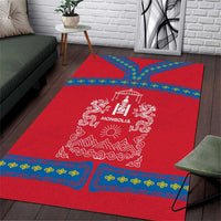 Mongolia Area Rug with Soyombo Dragon Sun Red Blue Tradition Spirit