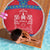 Mongolia Beach Blanket with Soyombo Dragon Sun Red Blue Tradition Spirit