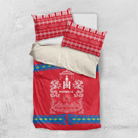 Mongolia Bedding Set with Soyombo Dragon Sun Red Blue Tradition Spirit