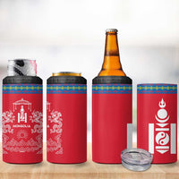 Mongolia 4 in 1 Can Cooler Tumbler with Soyombo Dragon Sun Red Blue Tradition Spirit