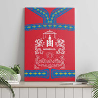 Mongolia Canvas Wall Art with Soyombo Dragon Sun Red Blue Tradition Spirit