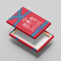 Mongolia Canvas Wall Art with Soyombo Dragon Sun Red Blue Tradition Spirit