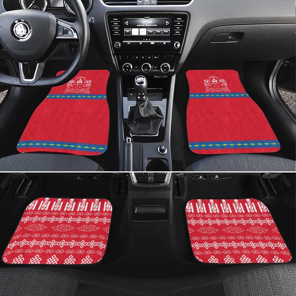 Mongolia Car Mats with Soyombo Dragon Sun Red Blue Tradition Spirit