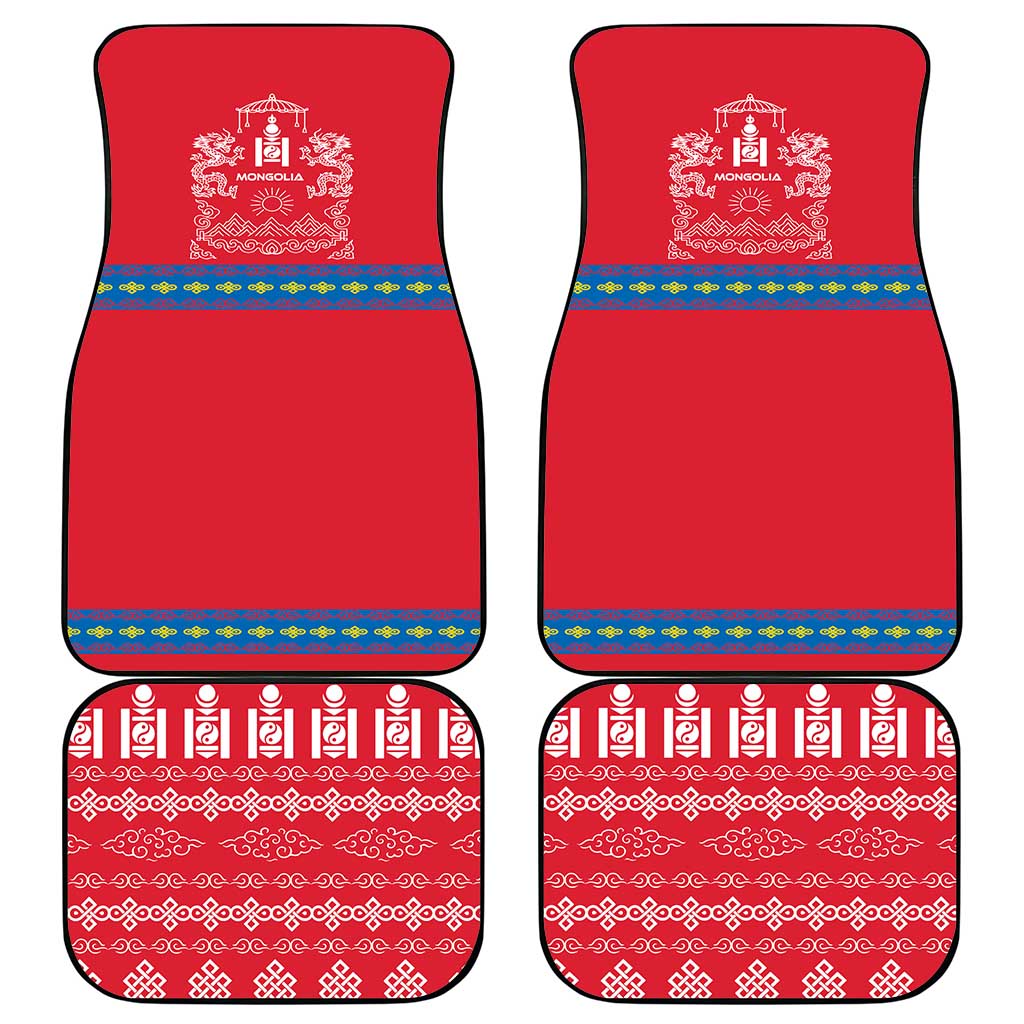 Mongolia Car Mats with Soyombo Dragon Sun Red Blue Tradition Spirit