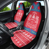 Mongolia Car Seat Cover with Soyombo Dragon Sun Red Blue Tradition Spirit