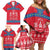 Mongolia Family Matching Off Shoulder Short Dress and Hawaiian Shirt with Soyombo Dragon Sun Red Blue Tradition Spirit