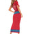 Mongolia Family Matching Short Sleeve Bodycon Dress and Hawaiian Shirt with Soyombo Dragon Sun Red Blue Tradition Spirit