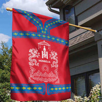 Mongolia Garden Flag with Soyombo Dragon Sun Red Blue Tradition Spirit
