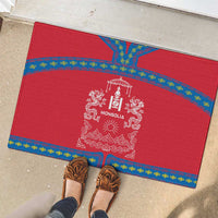 Mongolia Rubber Doormat with Soyombo Dragon Sun Red Blue Tradition Spirit