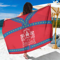Mongolia Sarong with Soyombo Dragon Sun Red Blue Tradition Spirit