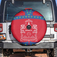 Mongolia Spare Tire Cover with Soyombo Dragon Sun Red Blue Tradition Spirit