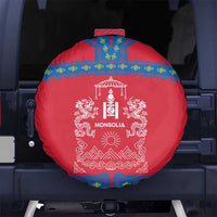 Mongolia Spare Tire Cover with Soyombo Dragon Sun Red Blue Tradition Spirit