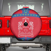 Mongolia Spare Tire Cover with Soyombo Dragon Sun Red Blue Tradition Spirit