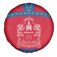 Mongolia Spare Tire Cover with Soyombo Dragon Sun Red Blue Tradition Spirit