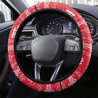 Mongolia Steering Wheel Cover with Soyombo Dragon Sun Red Blue Tradition Spirit