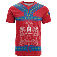 Mongolia T Shirt with Soyombo Dragon Sun Red Blue Tradition Spirit
