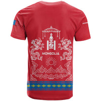 Mongolia T Shirt with Soyombo Dragon Sun Red Blue Tradition Spirit