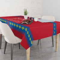 Mongolia Tablecloth with Soyombo Dragon Sun Red Blue Tradition Spirit