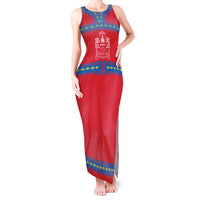 Mongolia Tank Maxi Dress with Soyombo Dragon Sun Red Blue Tradition Spirit