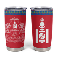 Mongolia Tumbler Cup with Soyombo Dragon Sun Red Blue Tradition Spirit