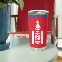 Mongolia Tumbler Cup with Soyombo Dragon Sun Red Blue Tradition Spirit