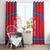 Mongolia Window Curtain with Soyombo Dragon Sun Red Blue Tradition Spirit