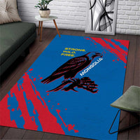 Mongolia Area Rug with Eagle Strong Wild Free Red Blue Brush Spirit