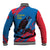 Mongolia Baseball Jacket with Eagle Strong Wild Free Red Blue Brush Spirit