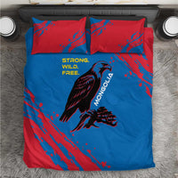 Mongolia Bedding Set with Eagle Strong Wild Free Red Blue Brush Spirit