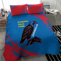 Mongolia Bedding Set with Eagle Strong Wild Free Red Blue Brush Spirit